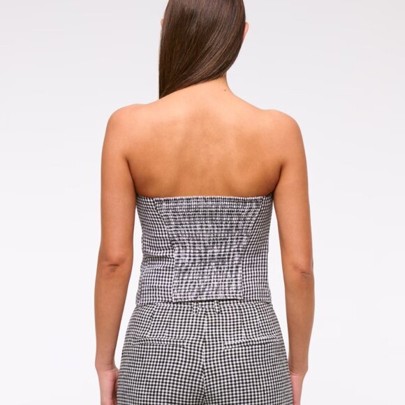A&F Strapless Cropped Vest Top, Black Gingham - NEW WITH TAGS - Picture 3 of 5